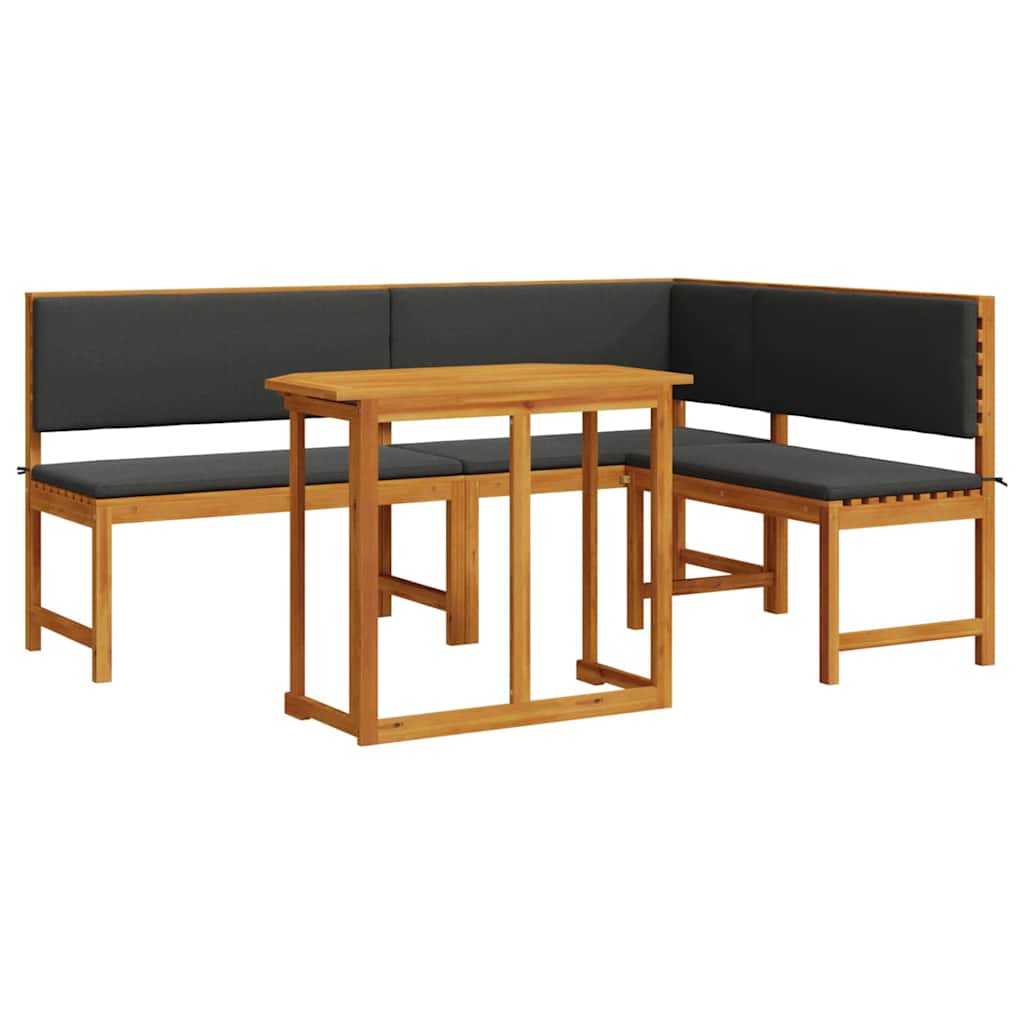 3-teiliges Garten Bistro Set mit Kissen - aus solidem Akazienholz